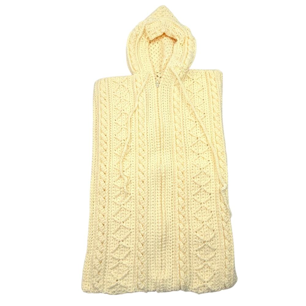 Vintage Handmade Crochet Hooded Baby Bunting